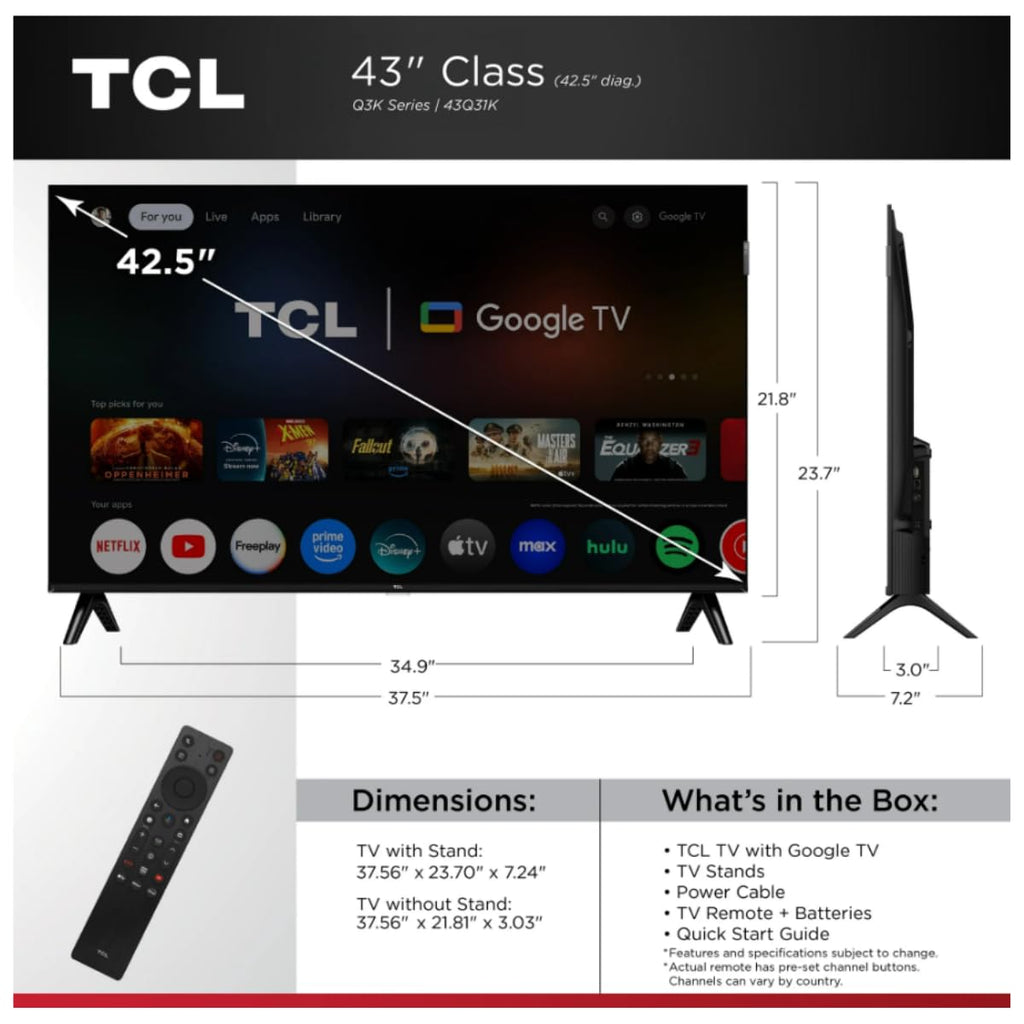 TCL Q31K Series TV 43-inch FHD QLED Smart Google TV
