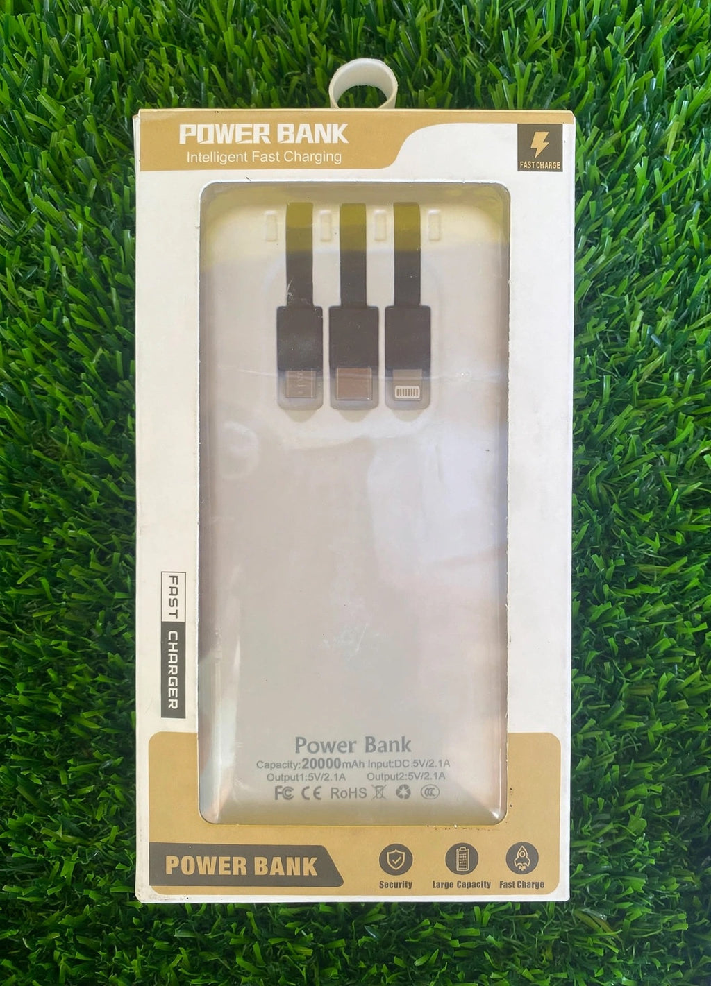 Power Box Portable Power Bank (Model An-89401) with 3 Built-in Cables and Flashlight