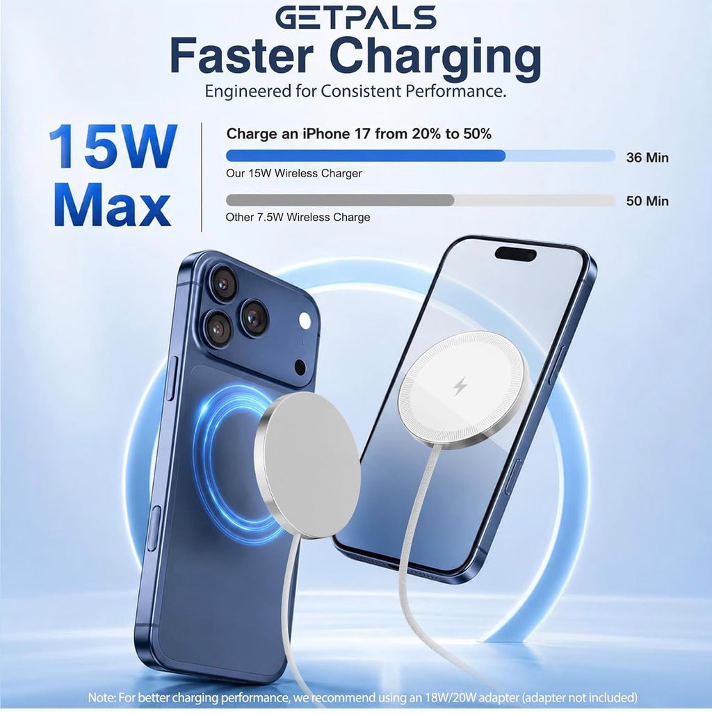 15W Fast Magnetic Wireless Charging Pad Suitable for Travel Home Office Slim Portable Magnetic Charger Compatible with iPhone Duo/18/17/17e/16/15/14/13/12 Pro Max & AirPods Pro, White 3-Pack