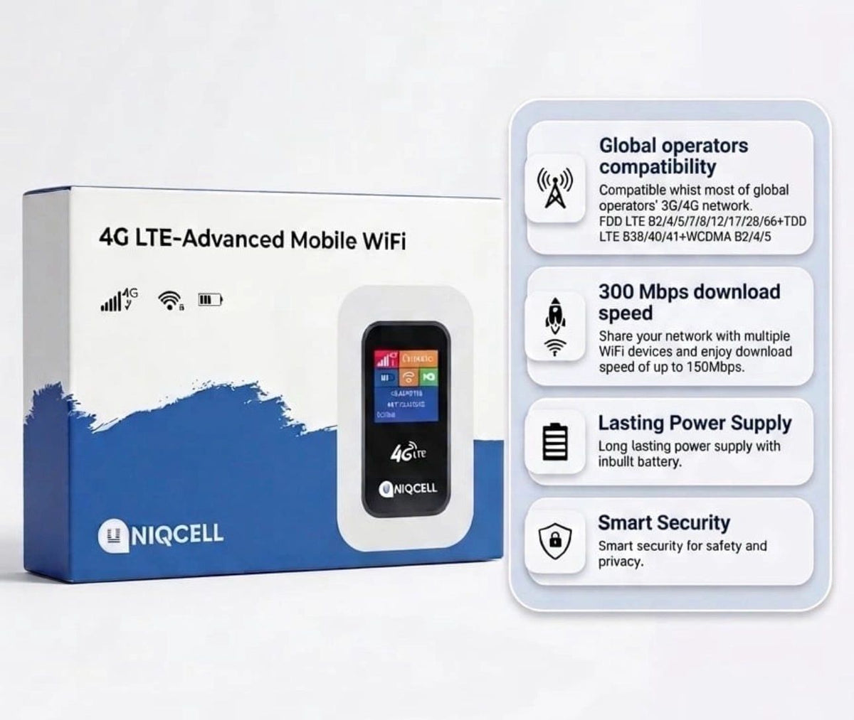 Uniqcell 4G LTE-Advanced Mobile WiFi