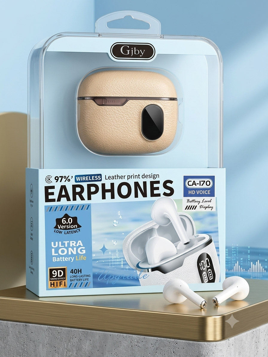 Gjby CA-170 Leather Print Wireless Earphones