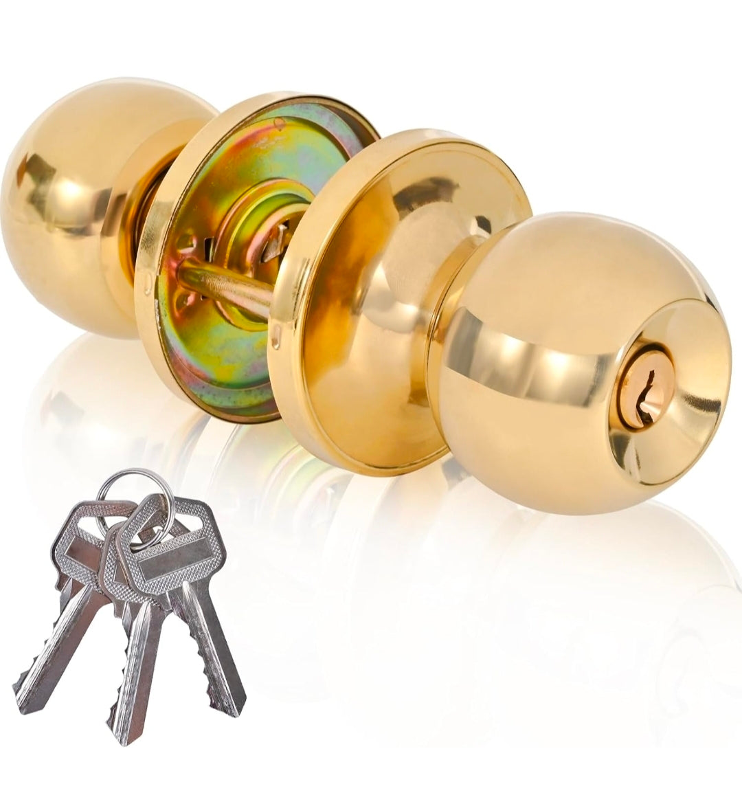Polished Brass Entrance Door Knob Set