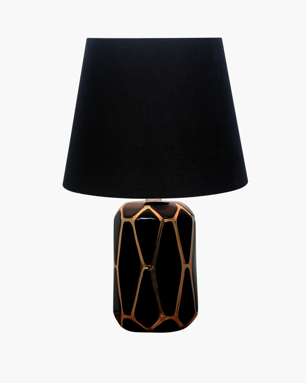 Modern Ceramic Golden Outline Geometric Base Bedside Table Lamp