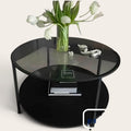 2 Tier Round Modern Coffee Table - Modern Side Table for Living Room, Bedroom, Home Office