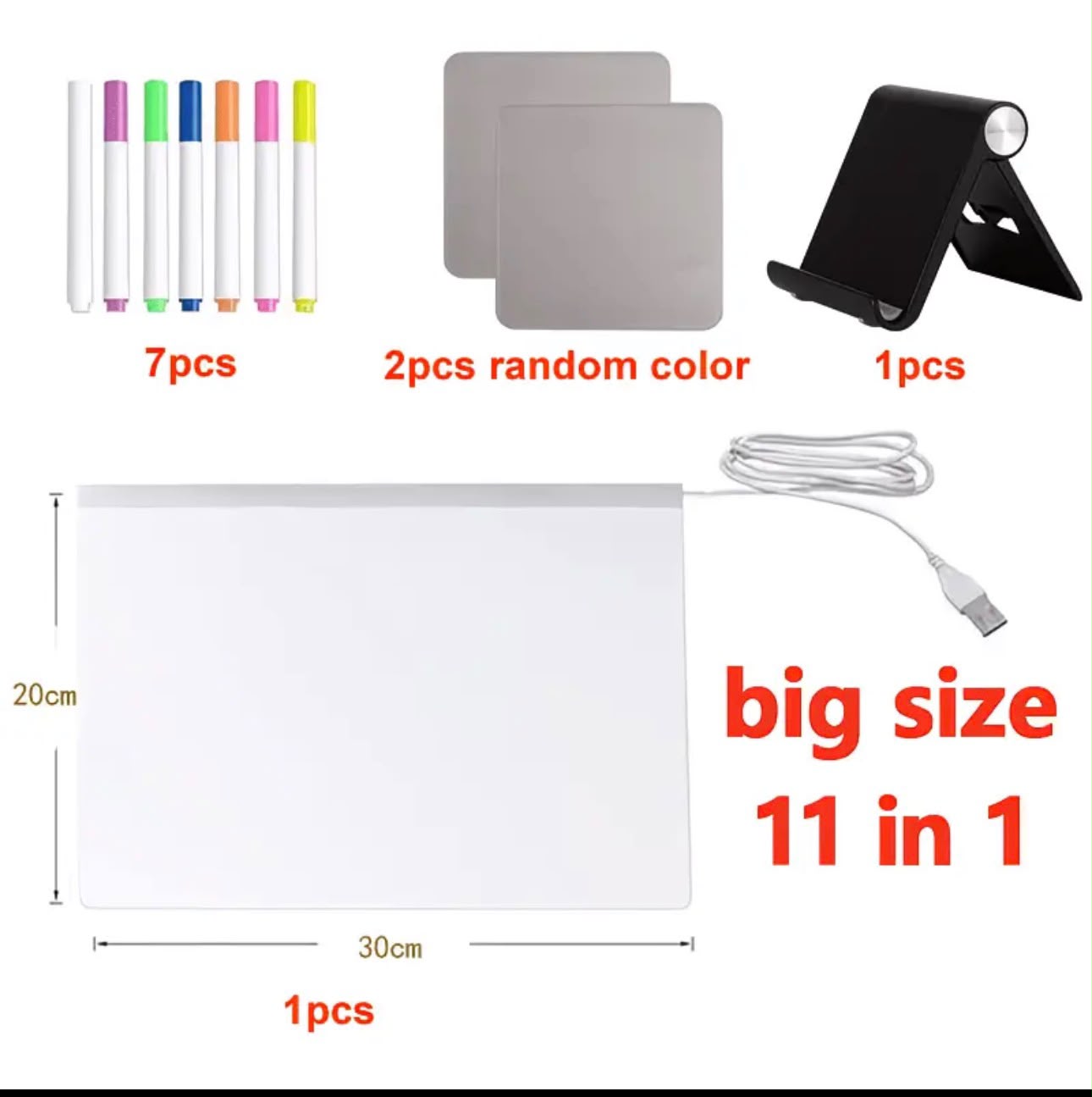 LED Erasable Acrylic Sketchpad 11-in-1
