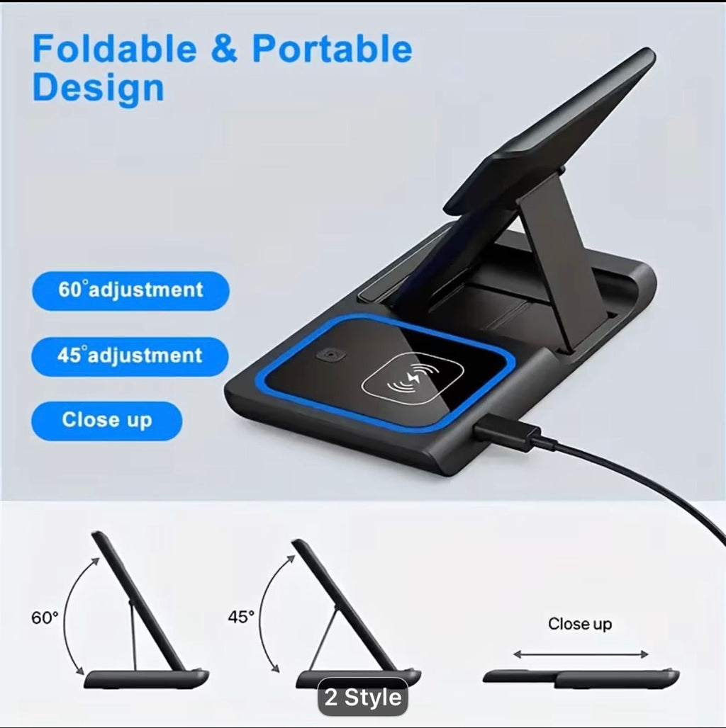 15W Fast Foldable 3-in-1 MagSafe Wireless Charging Station
