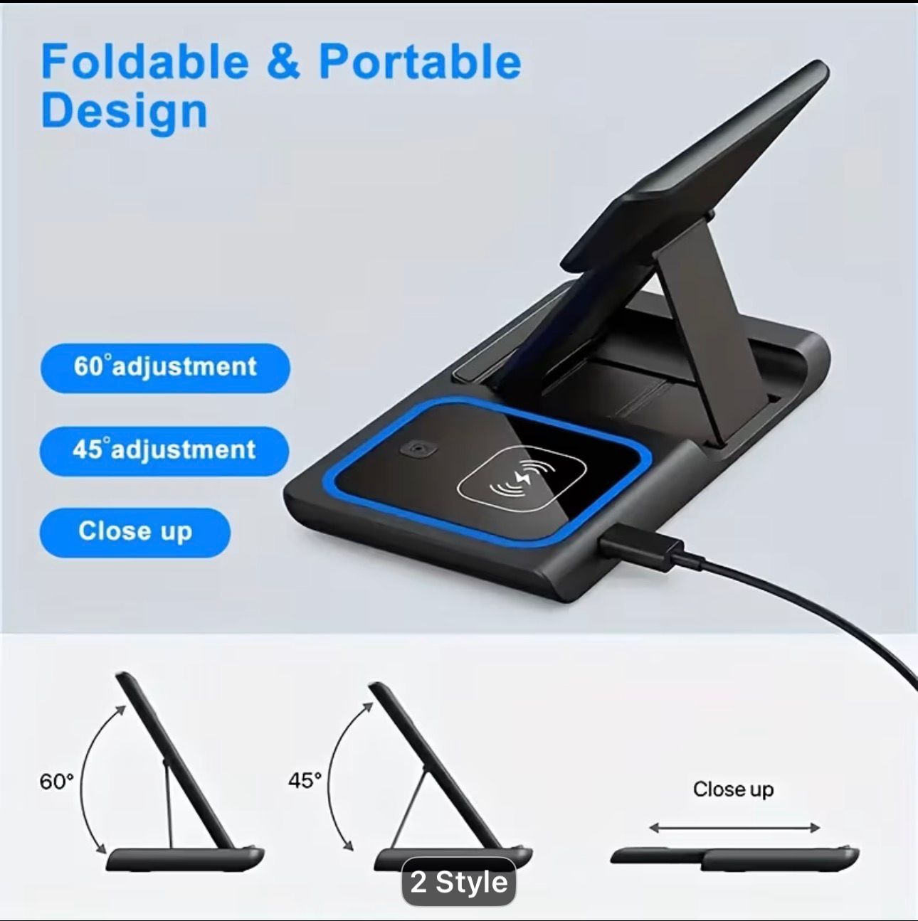 15W Fast Foldable 3-in-1 MagSafe Wireless Charging Station