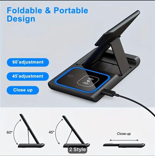 15W Fast Foldable 3-in-1 MagSafe Wireless Charging Station