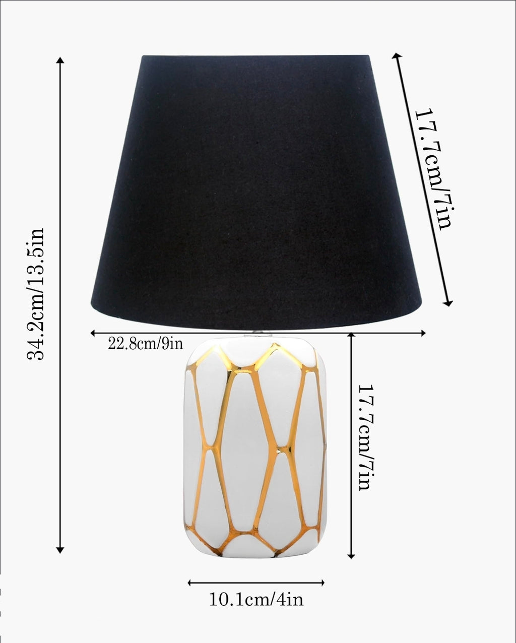 Modern Ceramic Golden Outline Geometric Base Bedside Table Lamp