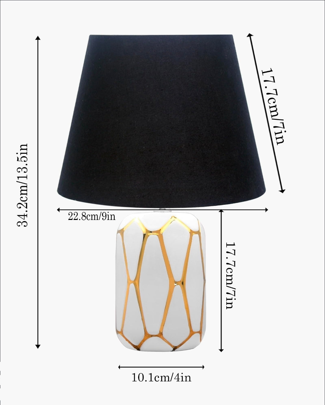 Modern Ceramic Golden Outline Geometric Base Bedside Table Lamp