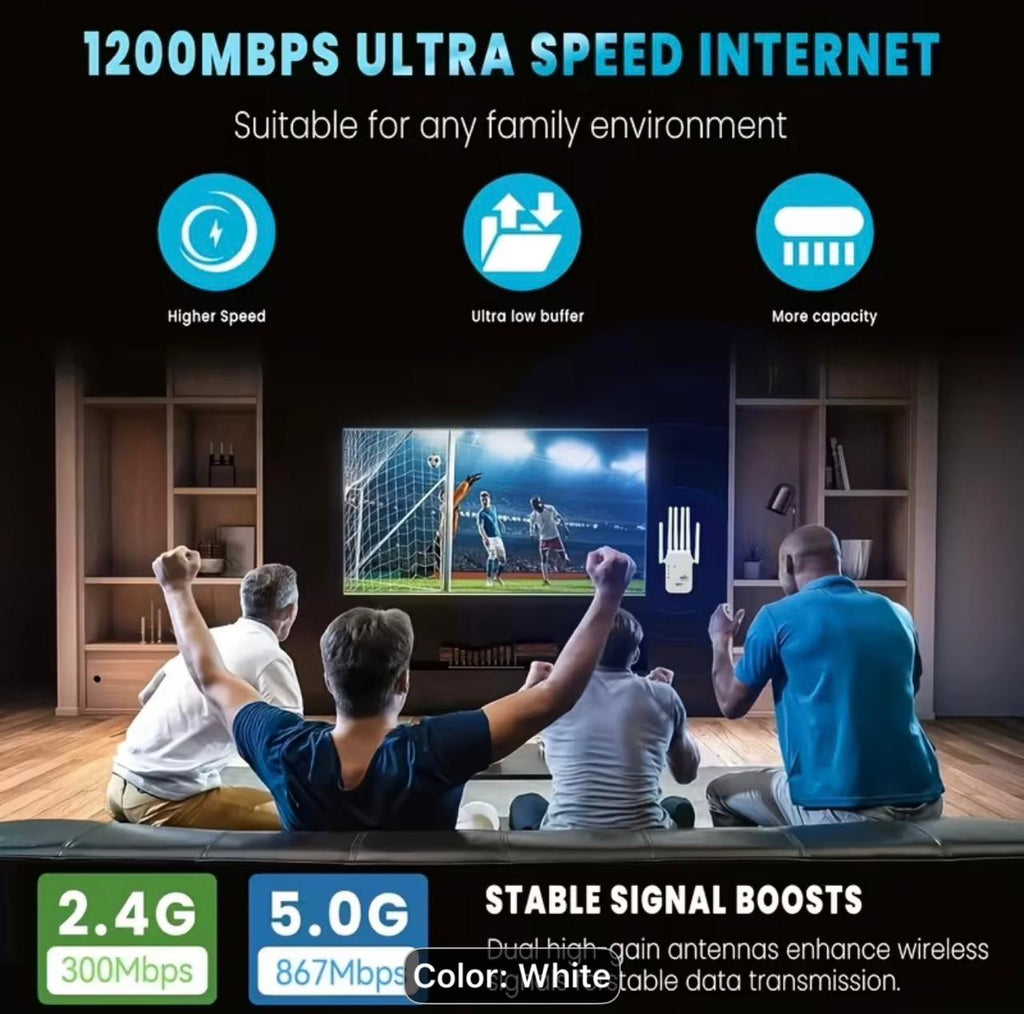 1200Mbps Dual-Band WiFi 6 Mesh Network Extender & Signal Booster