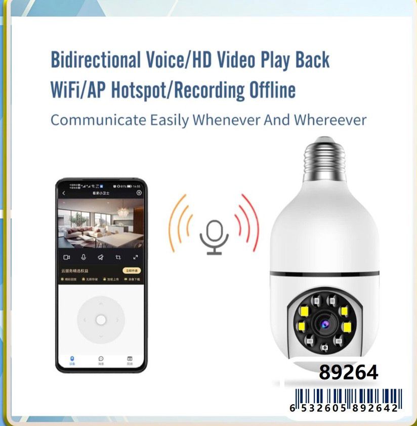 4MP Ultra-HD E27 Light Bulb Wireless WiFi Security Camera