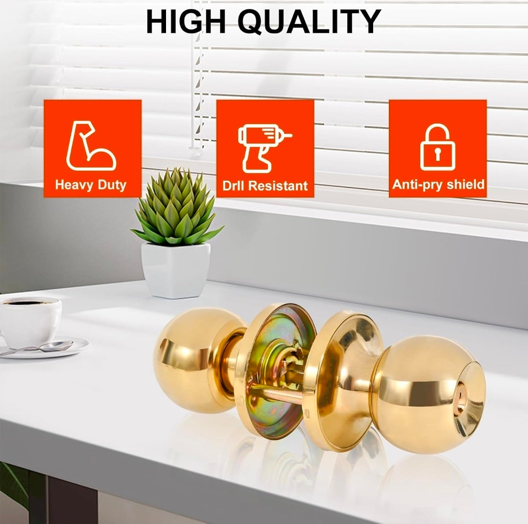 Polished Brass Entrance Door Knob Set