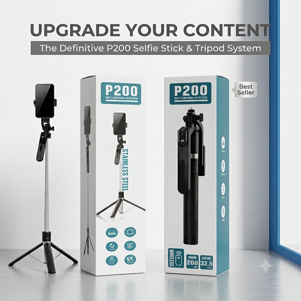 P200 Multifunctional 2-in-1 Selfie Stick and Tripod