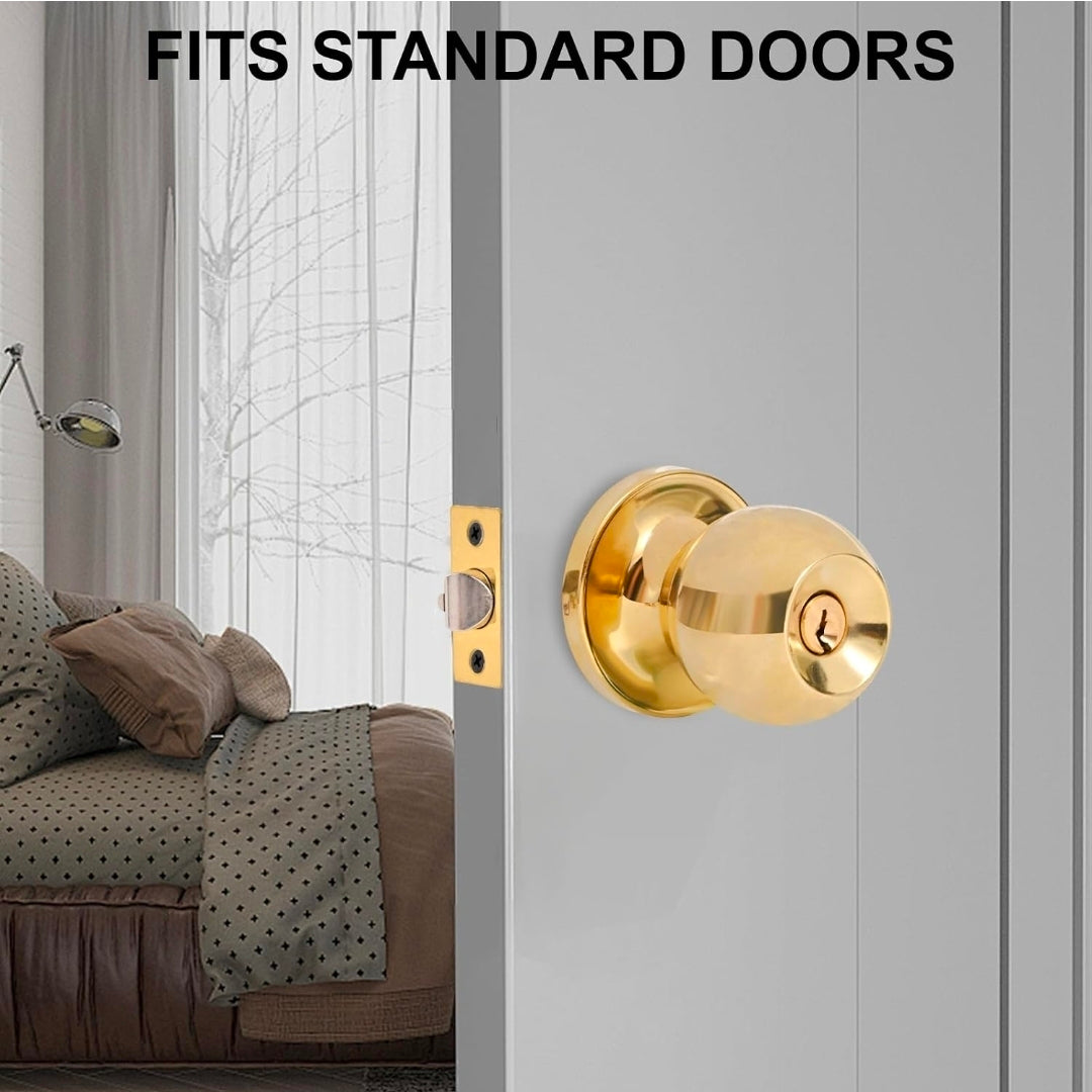 Polished Brass Entrance Door Knob Set
