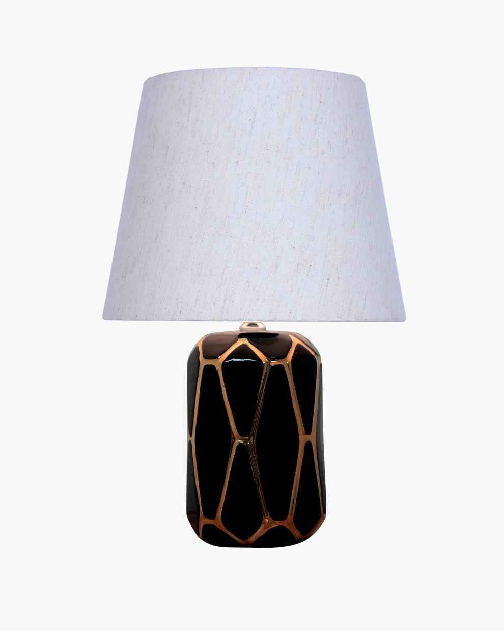 Modern Ceramic Golden Outline Geometric Base Bedside Table Lamp