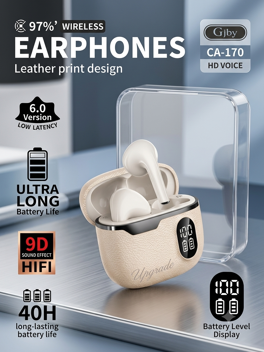 Gjby CA-170 Leather Print Wireless Earphones