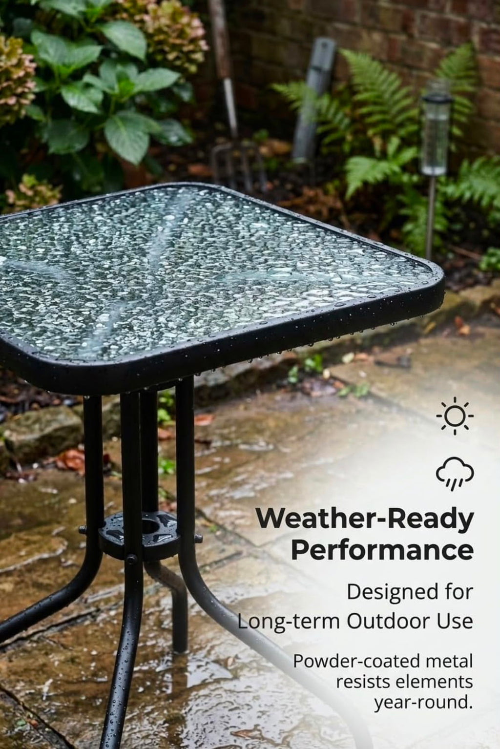 27.5" Patio Folding Square Dining Table - Outdoor Leisure Table for Backyard, Balcony, Poolside