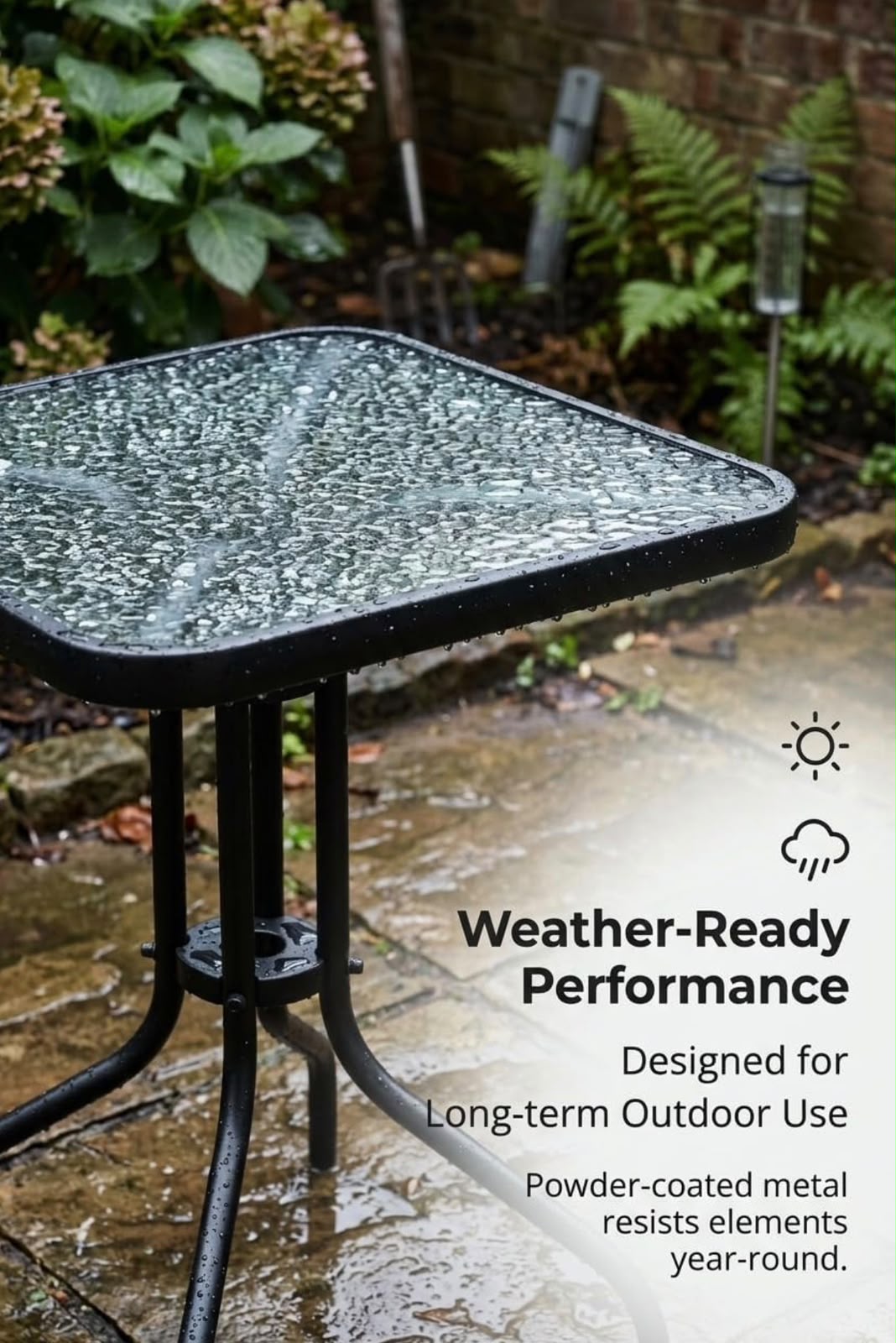 27.5" Patio Folding Square Dining Table - Outdoor Leisure Table for Backyard, Balcony, Poolside