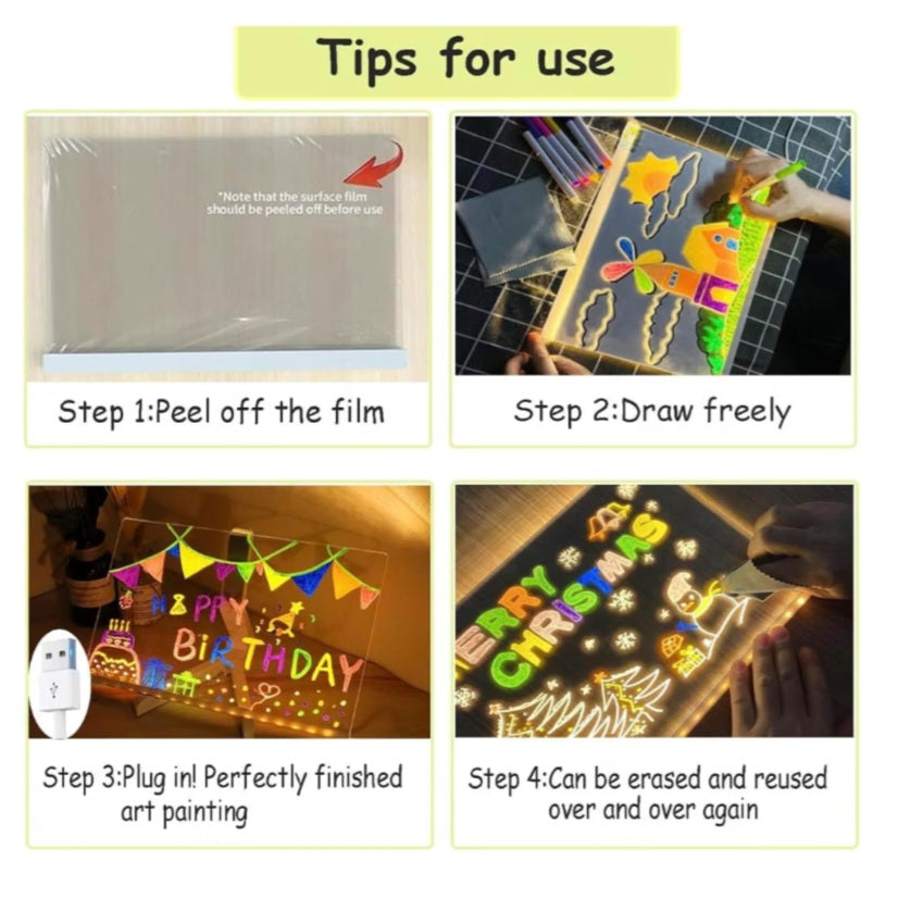 LED Erasable Acrylic Sketchpad 11-in-1