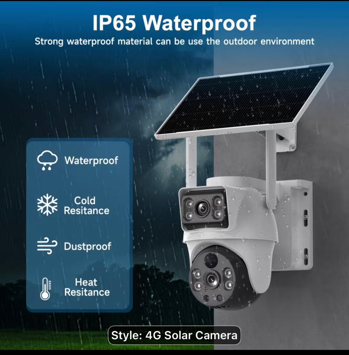 Solar Powered Outdoor 4G LTE SIM Card Wireless Security Camera