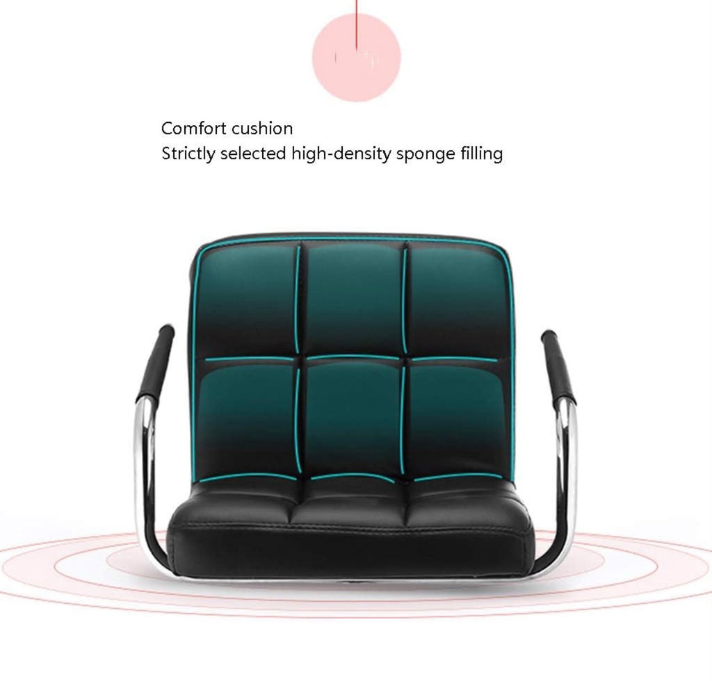 Adjustable Swivel Bar Stool with Backrest and Armrests (Black PU Leather)